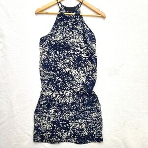 Silk Nili Lotan Navy and Cream Mini Dress
